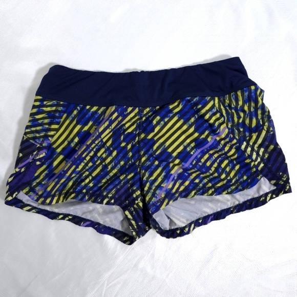 Athleta Pants - Athleta Women’s Athletic Swim Workout Striped Neon Navy Running Shorts Small
